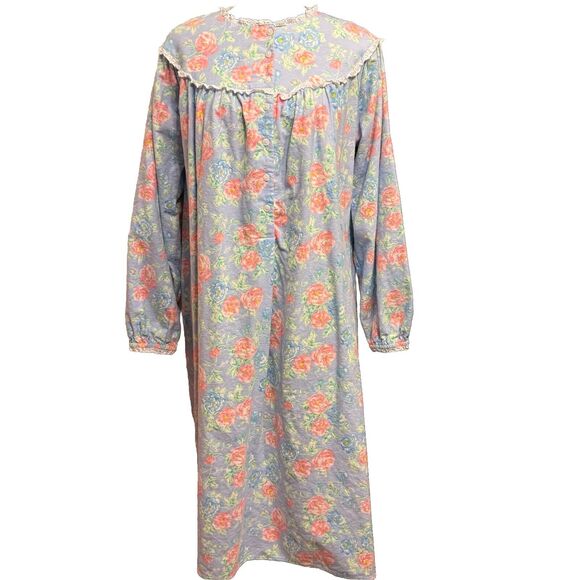 Lanz Of Salzburg Nightgown Womens Small Flannel Floral Cottagecore Grannycore